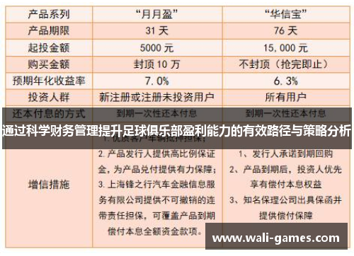通过科学财务管理提升足球俱乐部盈利能力的有效路径与策略分析
